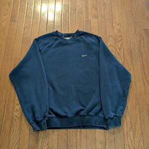 Y2K Grey Tag Nike Mini Swoosh Navy Crewneck - Size XL